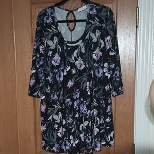 Floral Black and Purple Women's Top by Yours London